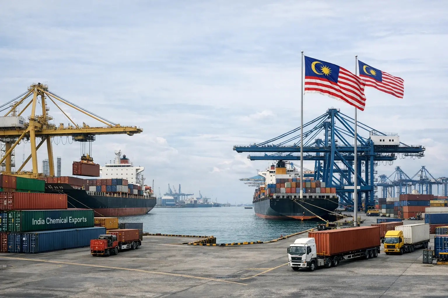 Industrial ports in India and Malaysia represent critical gateways for chemical and industrial goods exports to the European Union, framing the context for Free Trade Agreement analysis.
