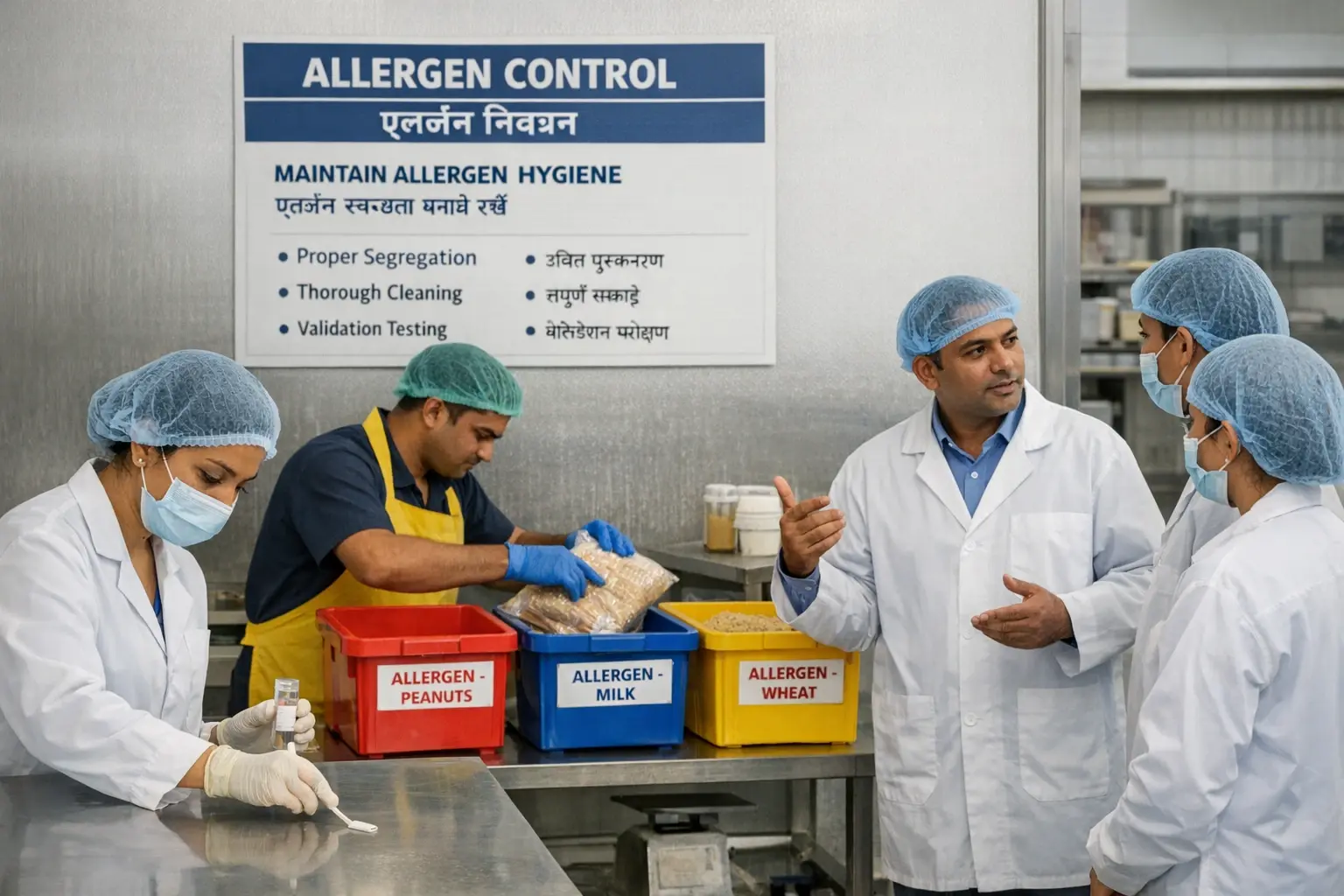 Real-world application of allergen cross-contamination prevention through cleaning validation and employee training in Indian food export facilities.