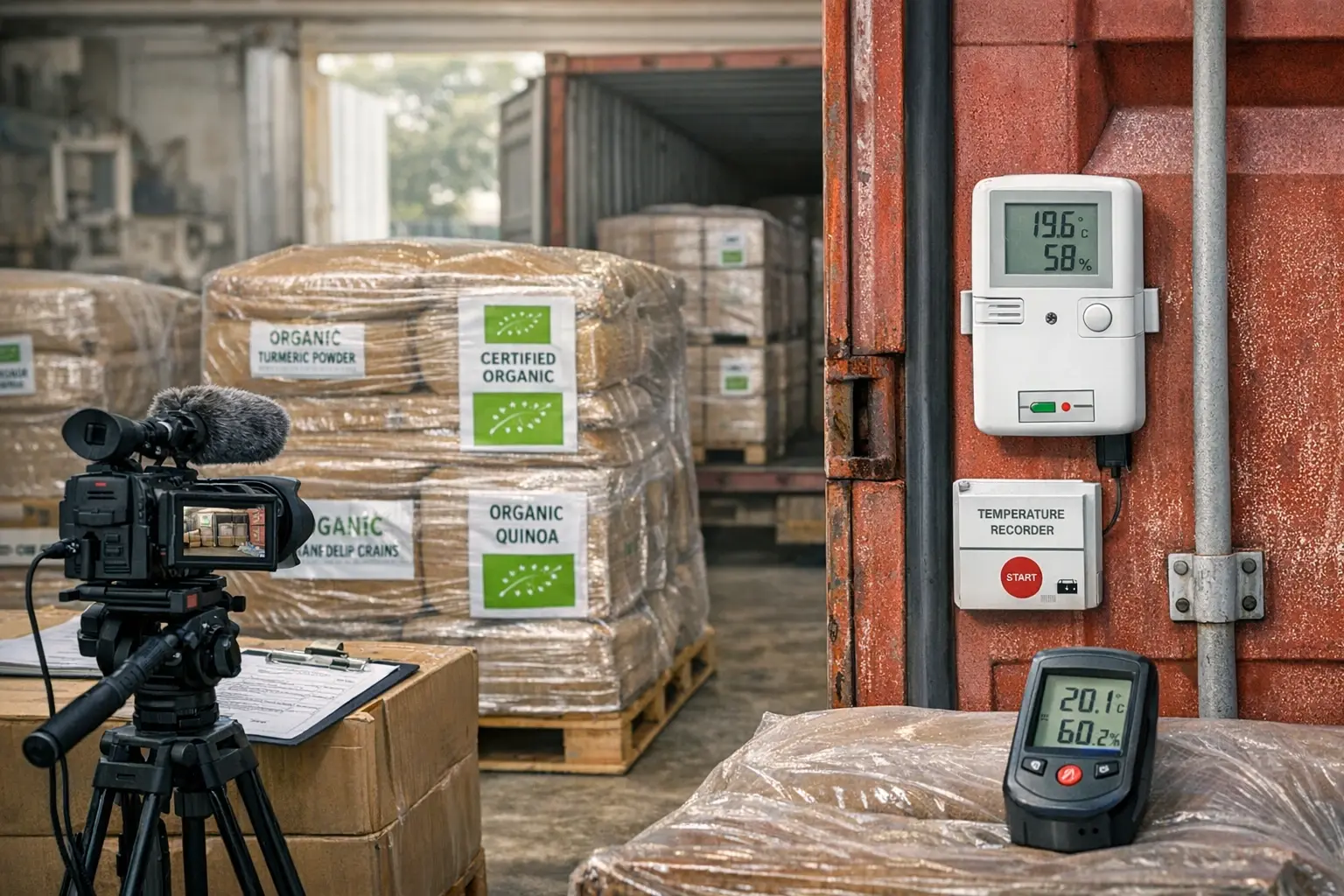 Real-world export logistics and quality control measures ensuring EU organic regulation compliance for Indian spices.