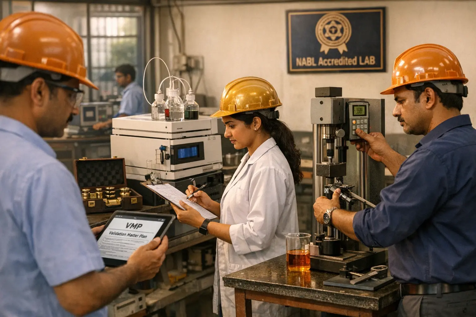 Quality control team at an Indian export supplier’s lab applying validated test methods and calibration procedures to ensure compliance with international standards and accreditation requirements.