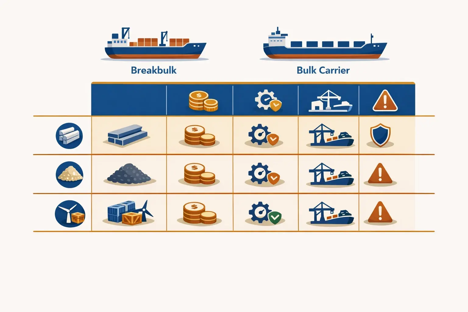 A decision matrix visualizes how Indian exporters can evaluate breakbulk and bulk carrier options based on cargo profile, costs, and port capabilities.