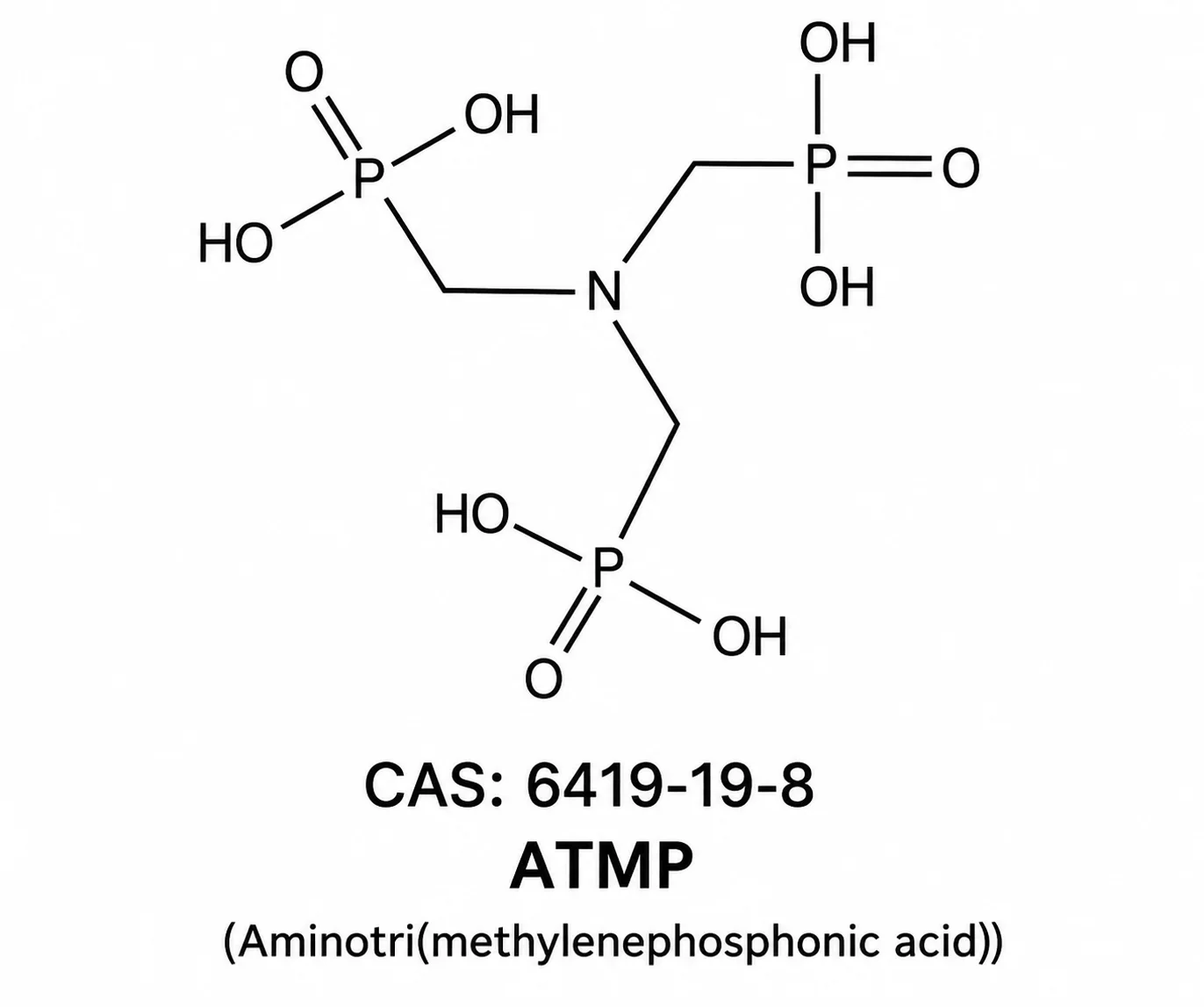 Amin Trimethylene Phosphonic Acid (ATMP) C₃H₁₂NO₉P₃ chemical structure, CAS 6419-19-8