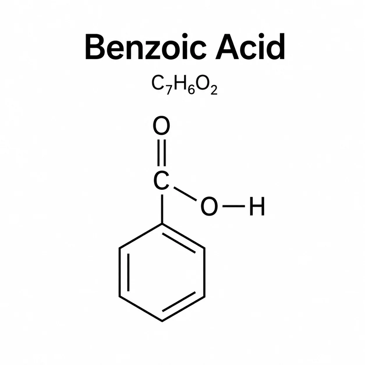 Benzoic Acid C₇H₆O₂ chemical structure, CAS 65-85-0