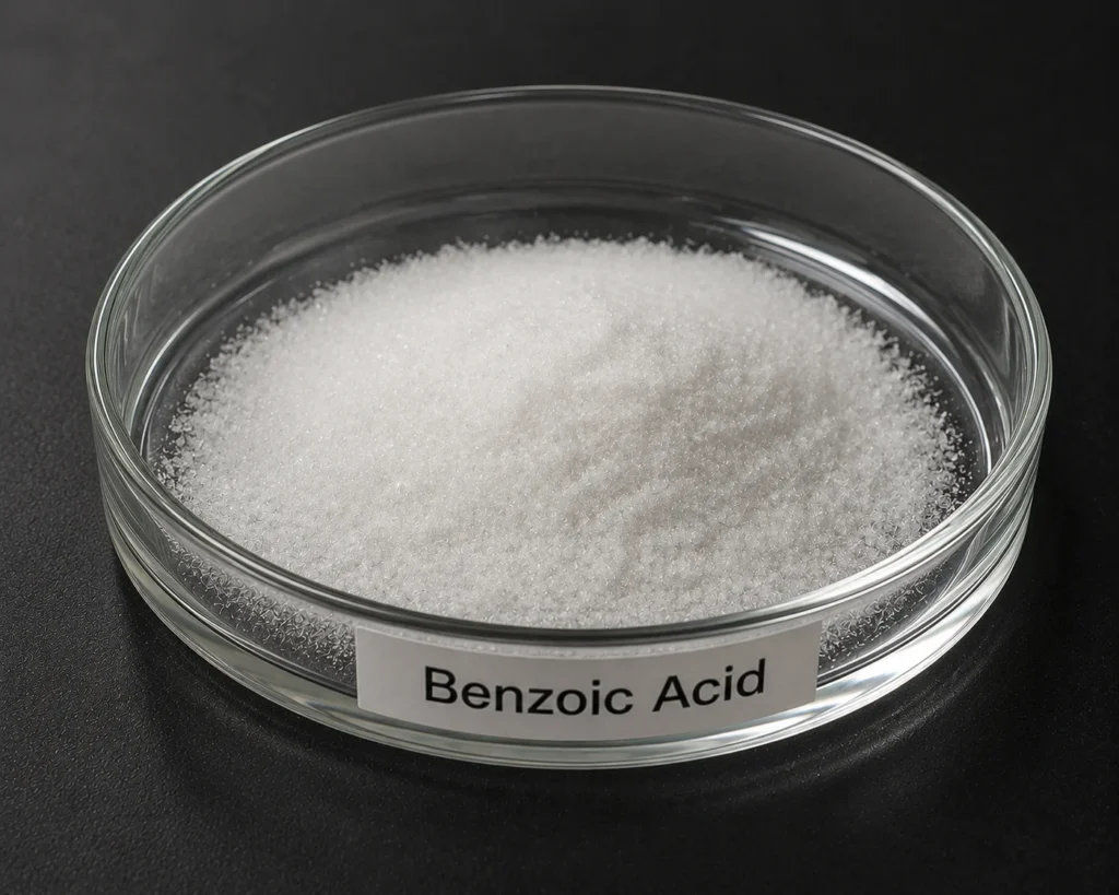 Benzoic Acid C₇H₆O₂, CAS 65-85-0 white crystalline powder