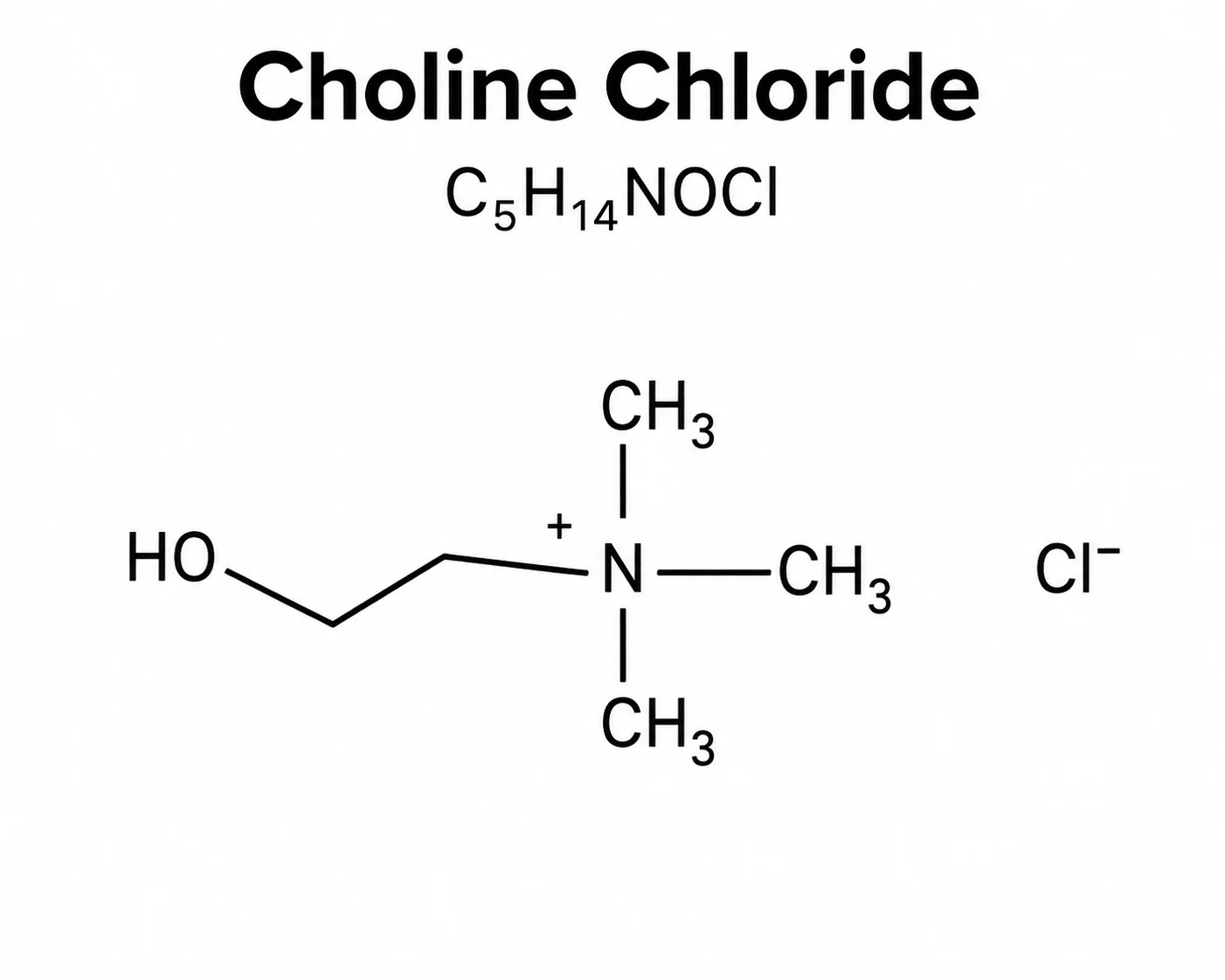 Choline Chloride C₅H₁₄ClNO chemical structure, CAS 67-48-1