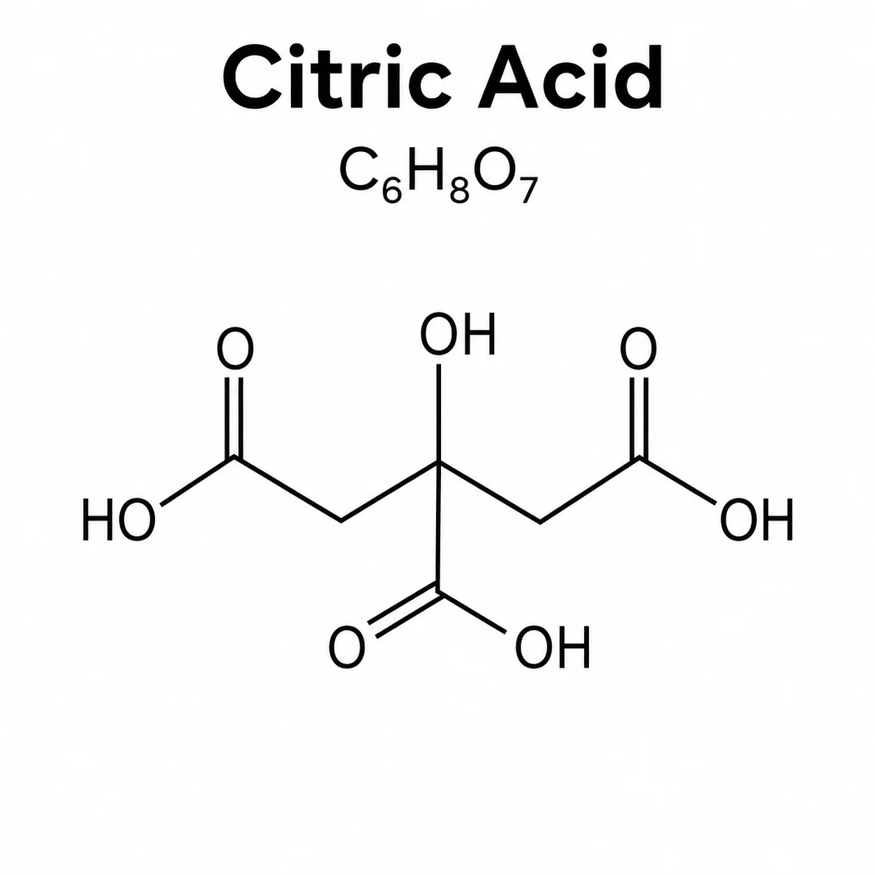 Citric Acid C₆H₈O₇ chemical structure, CAS 77-92-9