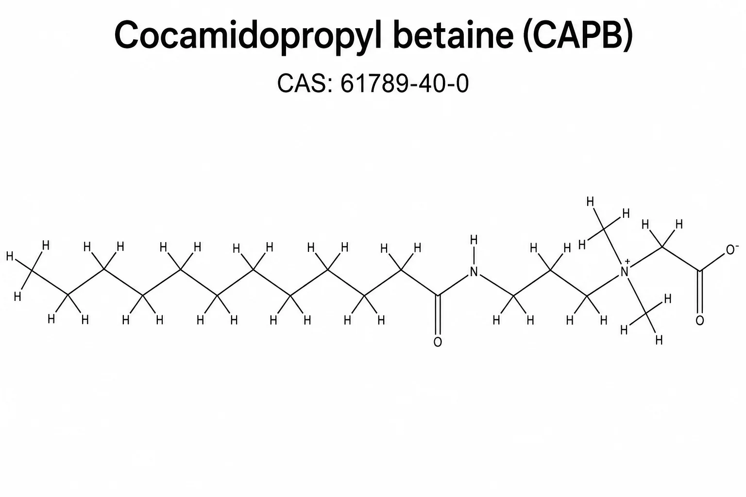 Cocamidopropyl betaine (CAPB) C₁₉H₃₈N₂O₃ chemical structure, CAS 61789-40-0