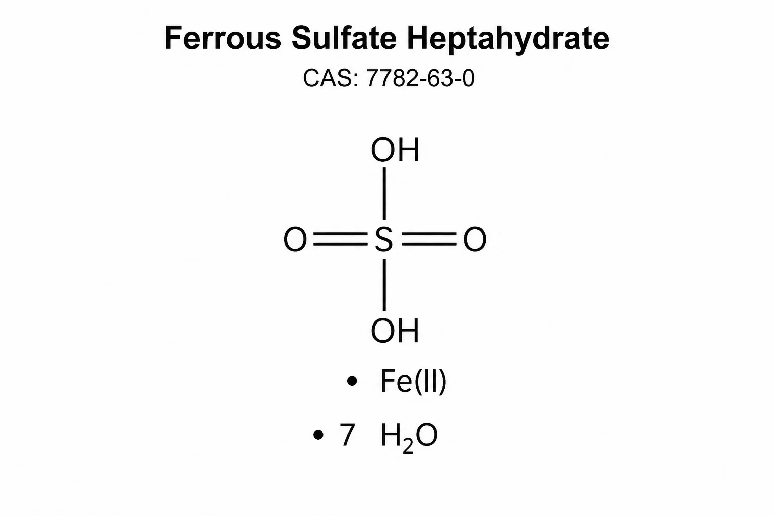Ferrous Sulfate Heptahydrate, Green Vitriol, FeSO₄·7H₂O chemical structure, CAS 7782-63-0