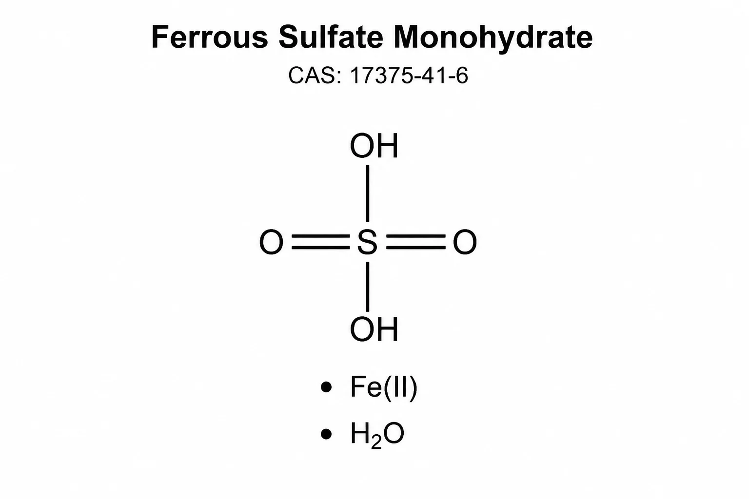 Ferrous Sulfate Monohydrate, Dried Ferrous Sulfate, FeSO₄·H₂O chemical structure, CAS 17375-41-6