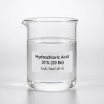 Hydrochloric Acid 31%; Muriatic Acid; HCl, CAS 7647-01-0 colorless liquid in a beaker