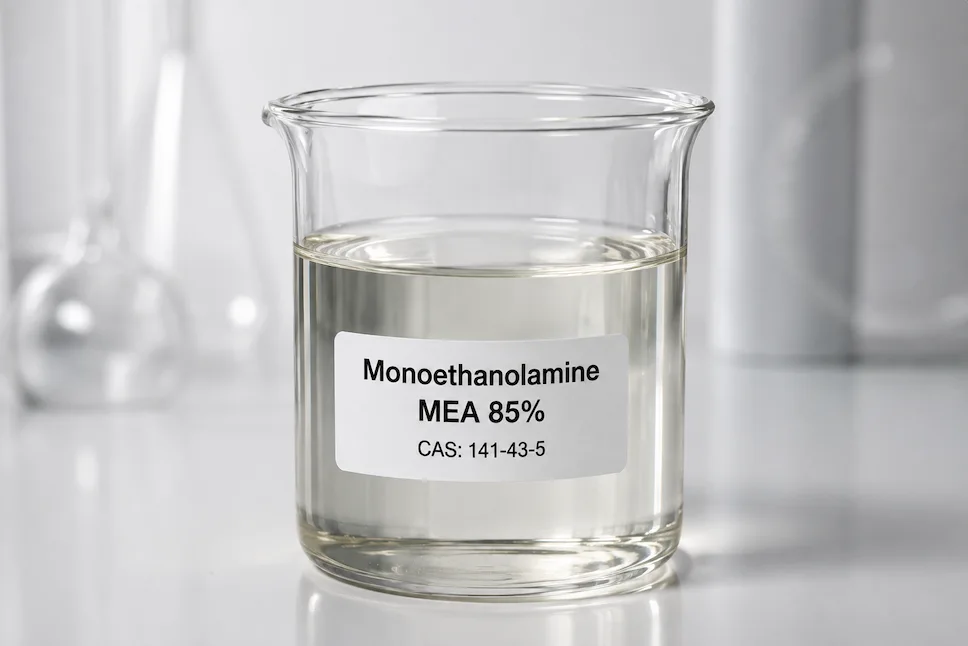 Monoethanolamine MEA 85%; Ethanolamine; C₂H₇NO, CAS 141-43-5 clear colorless liquid