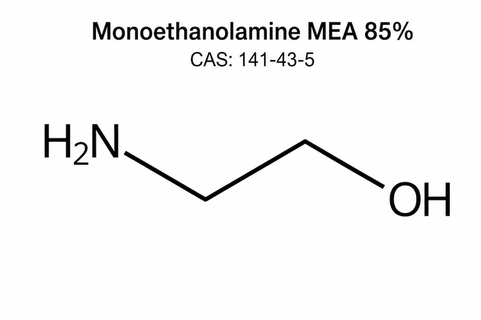 Monoethanolamine MEA 85%; Ethanolamine; C₂H₇NO chemical structure, CAS 141-43-5
