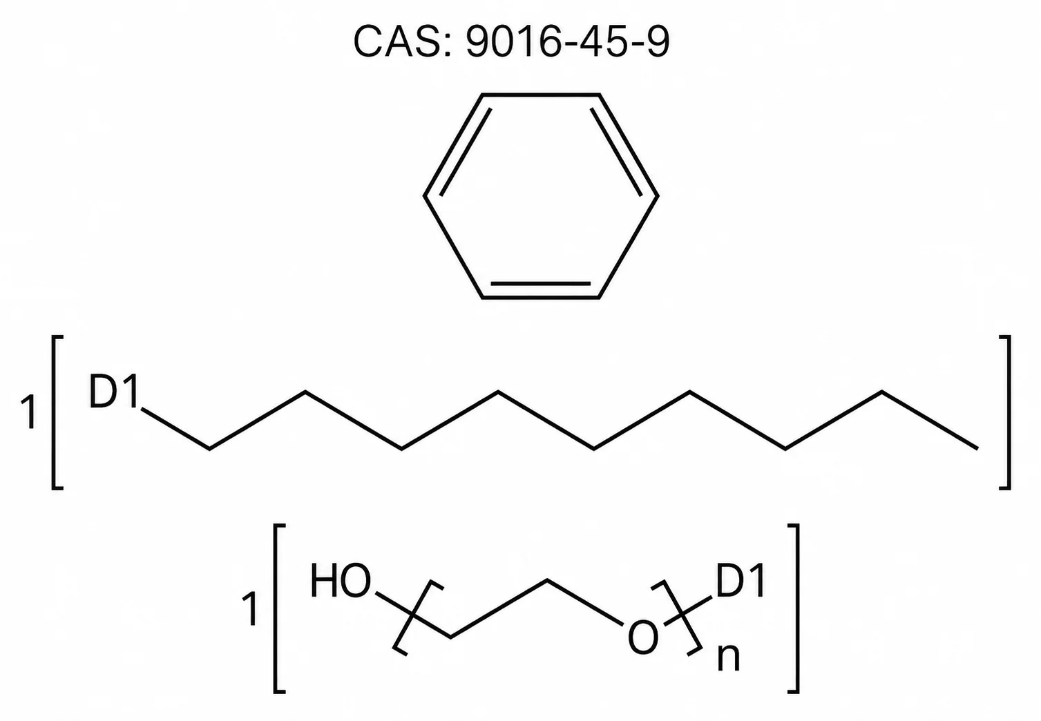 Nonyl Phenol 100 (NP-100); Nonylphenol Ethoxylate 100EO; C₉H₁₉C₆H₄(OC₂H₄)₁₀₀OH chemical structure, CAS 9016-45-9