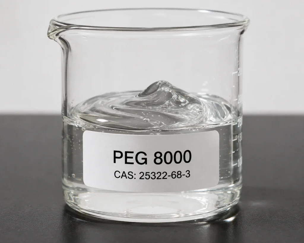 PEG 8000; Polyethylene Glycol 8000; Macrogol 8000; HO(C₂H₄O)nH, CAS 25322-68-3; White waxy solid
