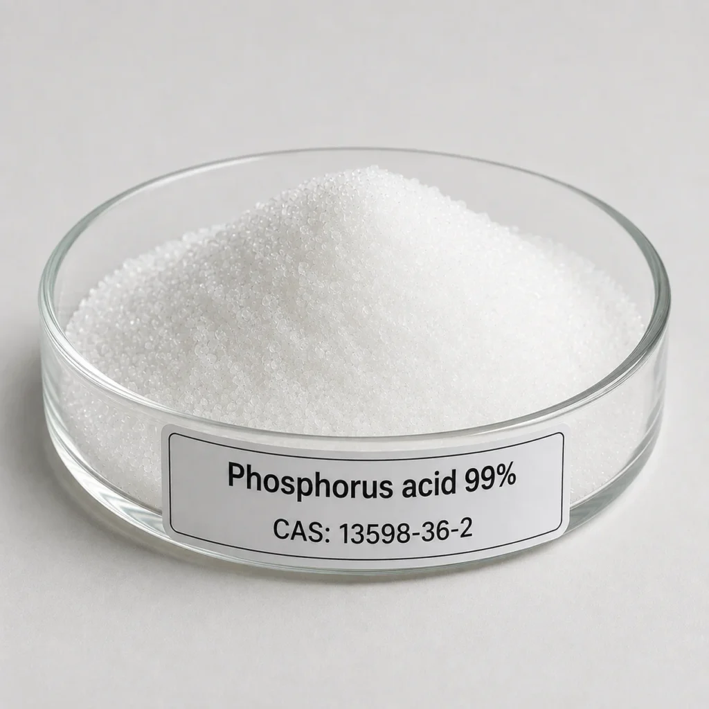 Phosphorus acid 99%; H₃PO₃, CAS 13598-36-2; White crystalline solid, high purity
