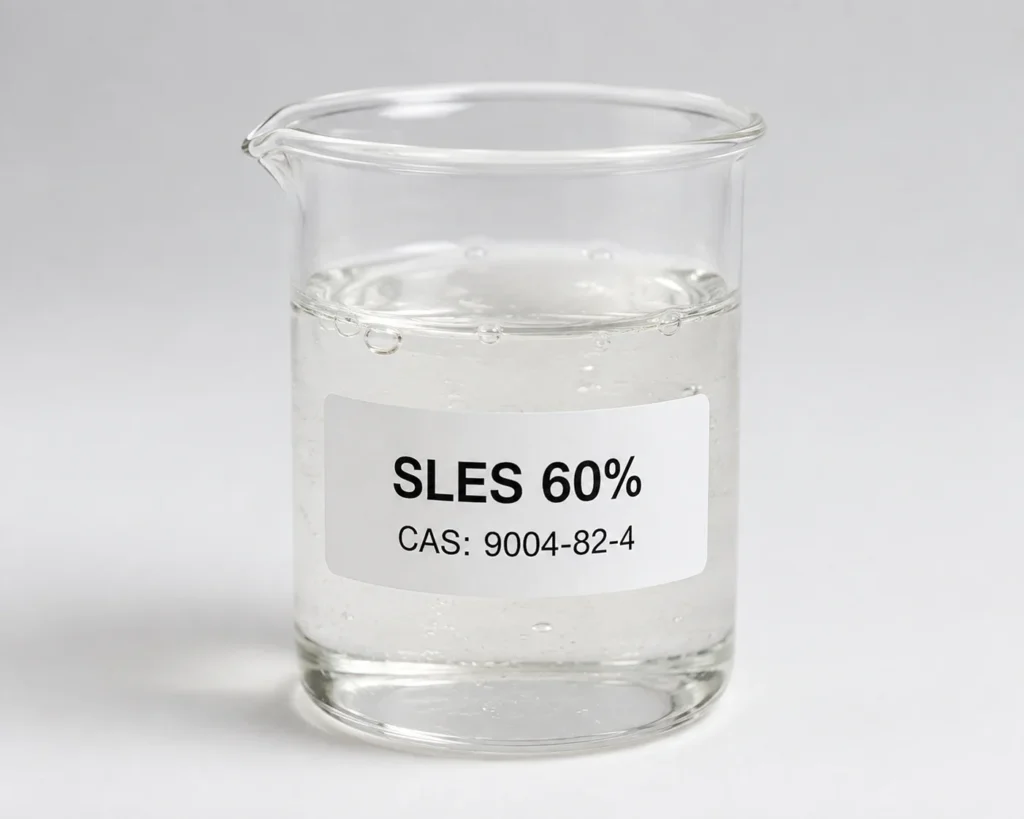 SLES 60%; Alkyl Ether Sulfate 60%; Sodium Laureth Sulfate 60%; CHโ(CHโ)โโ(๐๐ถ๐ปโ๐ถ๐ปโ)๐๐๐๐โ๐๐\n, CAS 9004-82-4; slightly yellow viscous liquid
