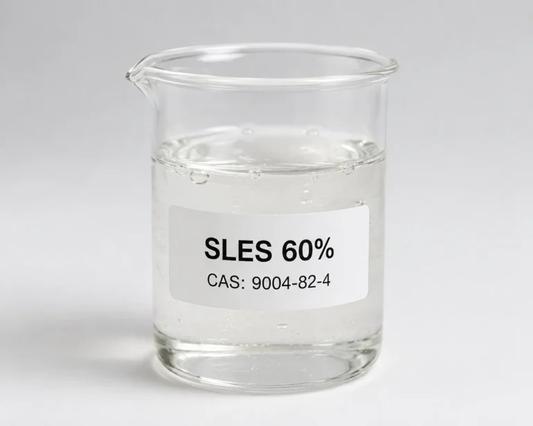 SLES 60%; Alkyl Ether Sulfate 60%; Sodium Laureth Sulfate 60%; CH₃(CH₂)₁₁(𝑂𝐶𝐻₂𝐶𝐻₂)𝑛𝑂𝑆𝑂₃𝑁𝑎\n, CAS 9004-82-4; slightly yellow viscous liquid
