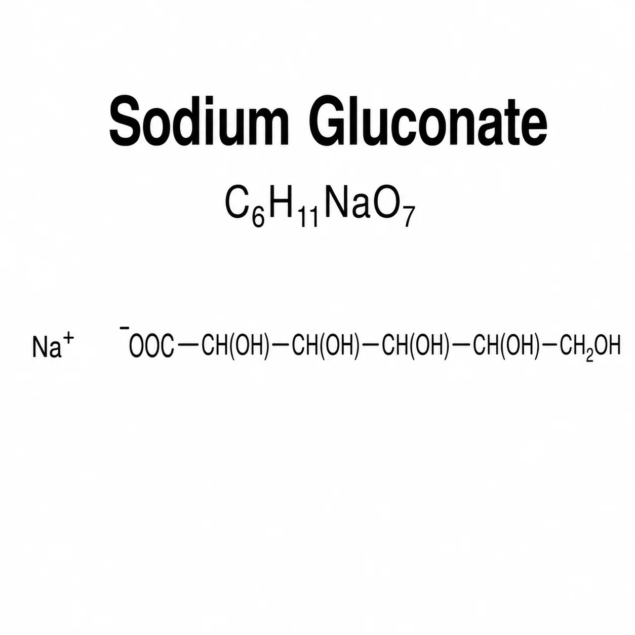 Sodium Gluconate; D-Gluconic acid; Gluconic acid sodium salt, E576; C₆H₁₁NaO₇ chemical structure, CAS 0527-07-01