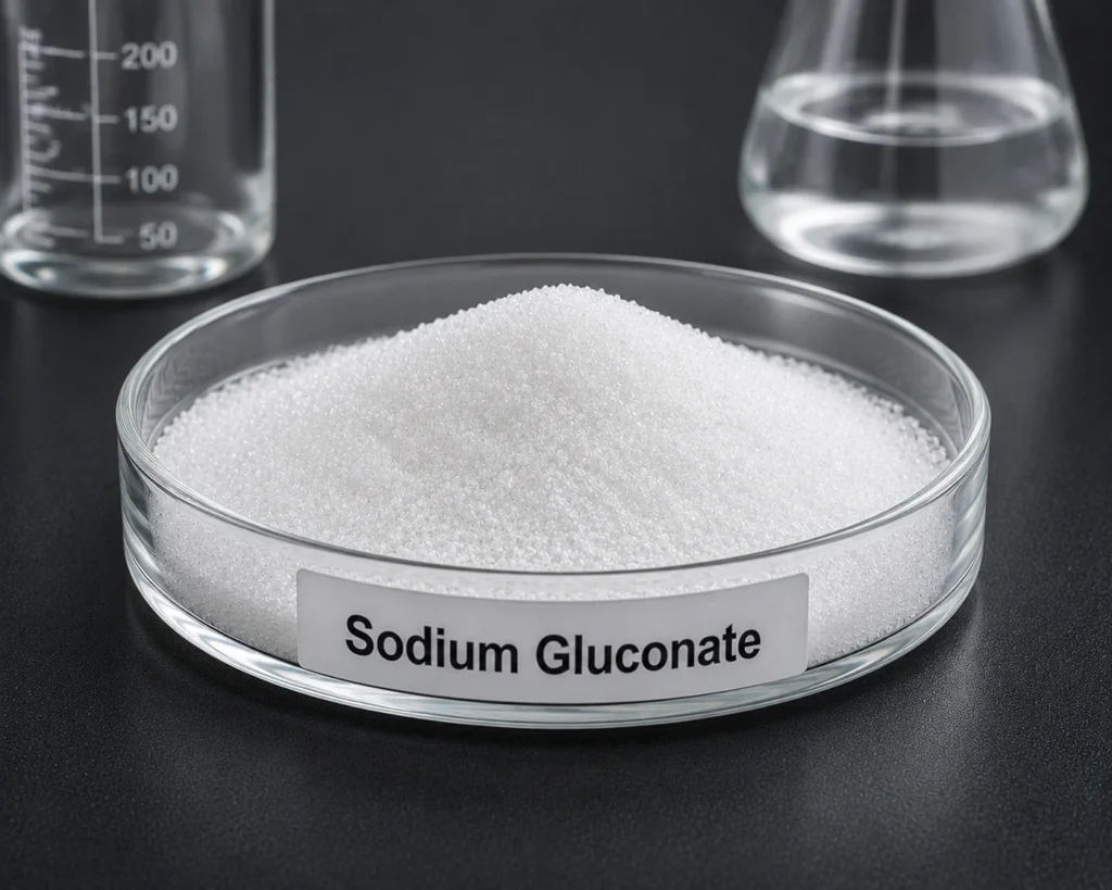 Sodium Gluconate; D-Gluconic acid; Gluconic acid sodium salt, E576; C₆H₁₁NaO₇, CAS 0527-07-01; White to off‑white crystalline powder