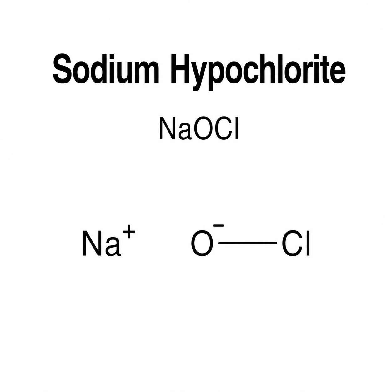 Sodium Hypochlorite; Sodium Hypochlorite; NaOCl chemical structure, CAS 7681‑52‑9