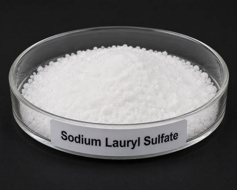 Sodium Lauryl Sulfate (SLS); Sodium Dodecyl Sulfate (SDS); CH₃(CH₂)₁₁OSO₃Na, CAS 151-21-3; White or cream-colored crystalline powder