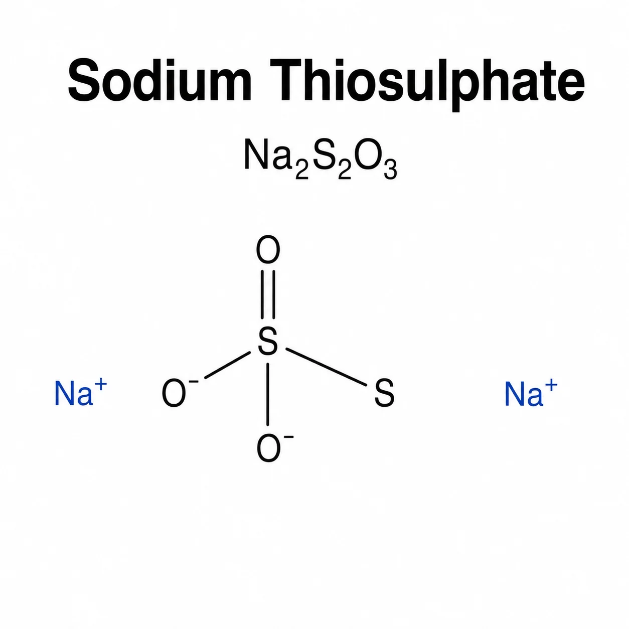 Sodium Thiosulphate; Na₂S₂O₃ chemical structure, cas 7772-98-7